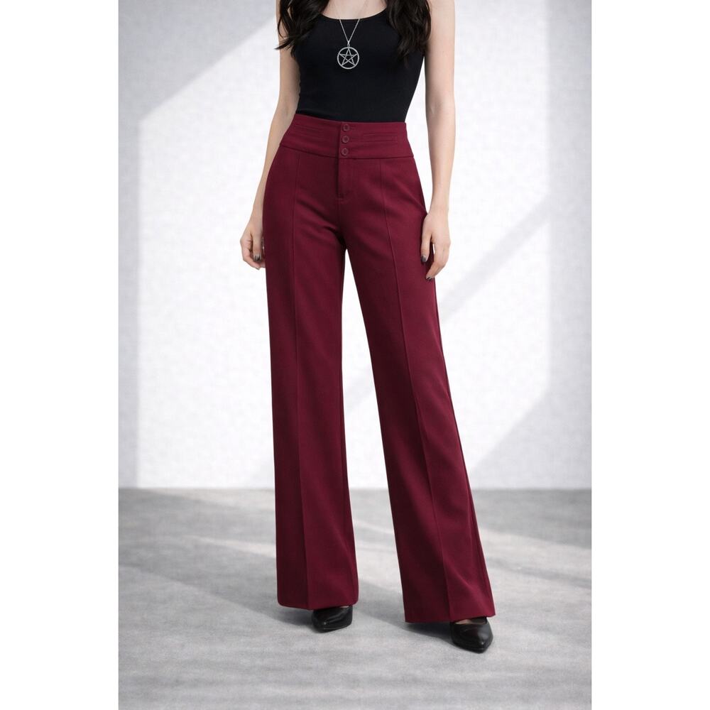 FirstKiss Pant Trouser 9 Burgundy Straight/Boot Mid Rise Officegoth Witchygoth